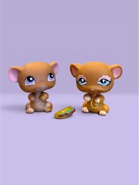 Littlest Pet Shop LPS Mice Lot #462 #324 with Taco Accessory